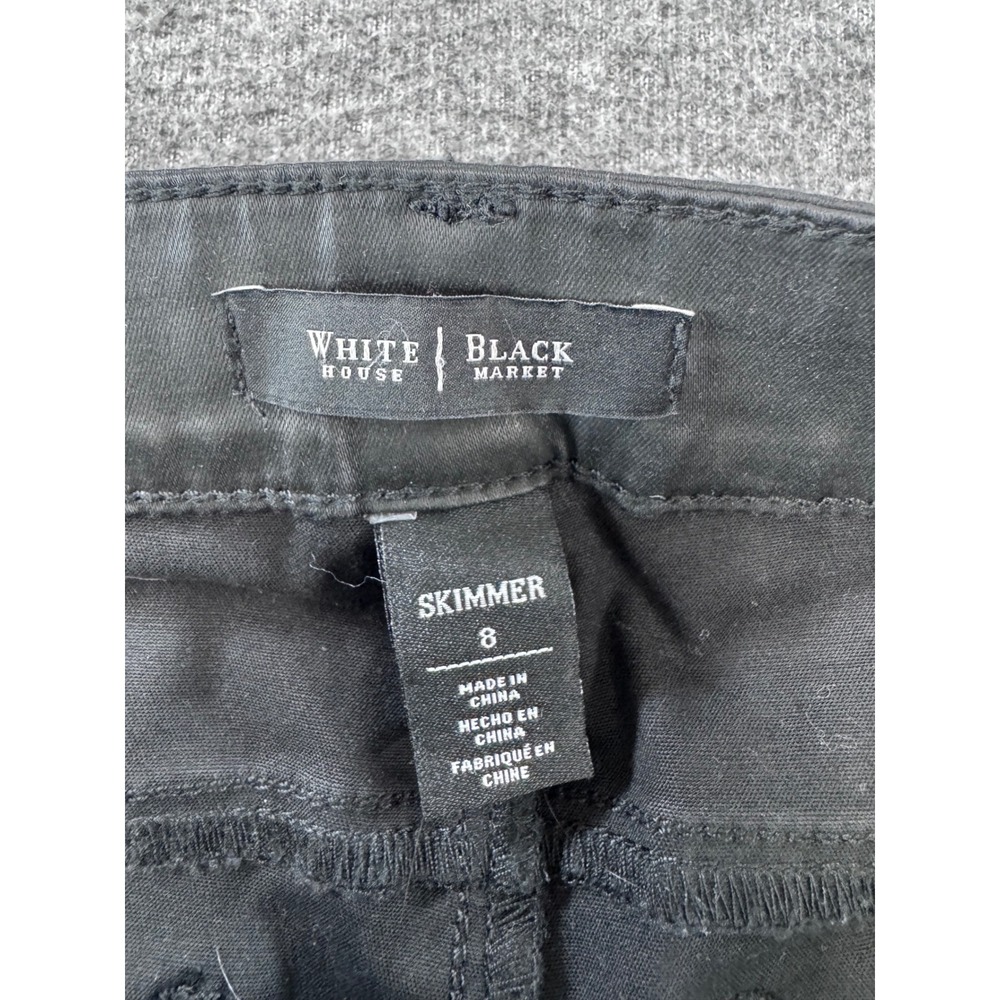 White House Black Market Skimmer Black Coated Ankle Zip Pants Womens 8 - Picture 2 of 10